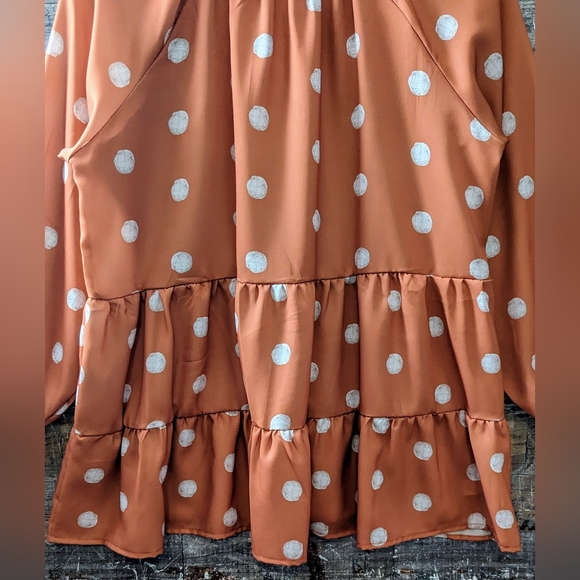 Boho Orange Polka Dotted Tiered Tunic - Picture 14 of 16